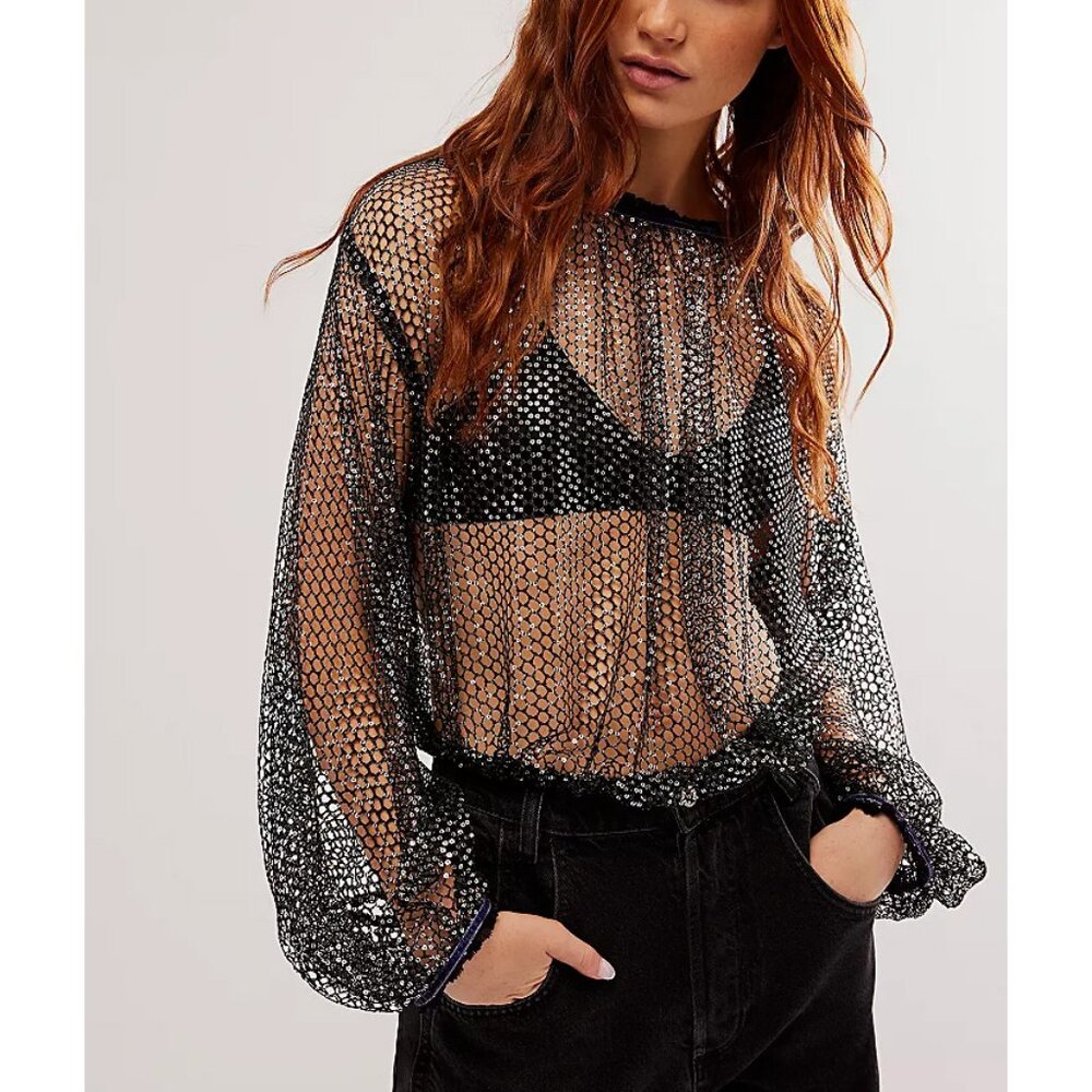 FREE PEOPLE Sparks Fly Top in Black Combo